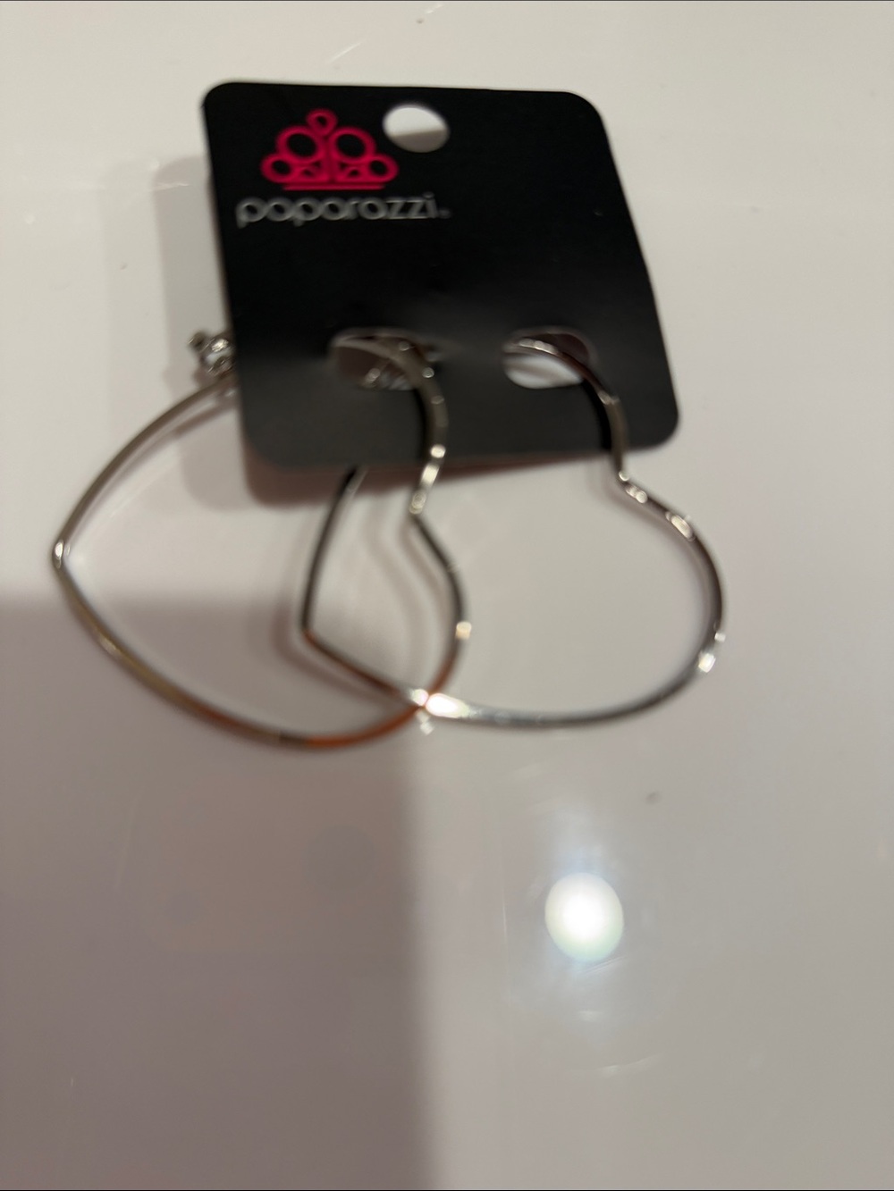 Paparazzi Shiny Silver Open Heart Wire Hoop Earrings
